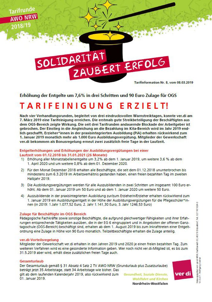 ver.di Tarifrunde AWO NRW Tarifeinigung erzielt